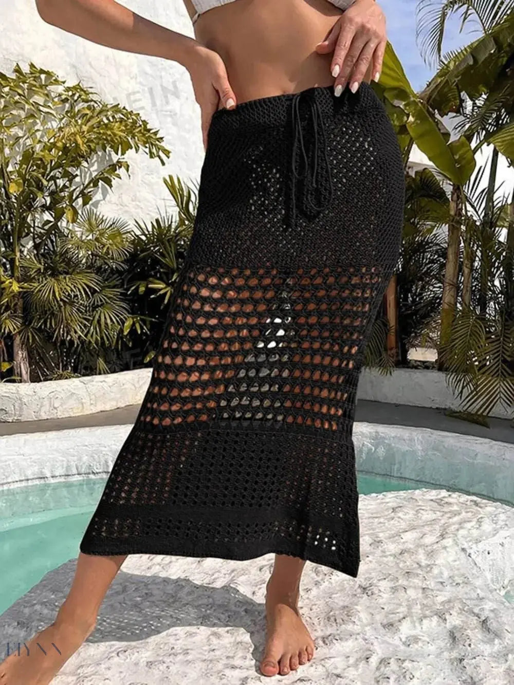 Tied Hollow Out Cover-Up Skirt - EBYNN