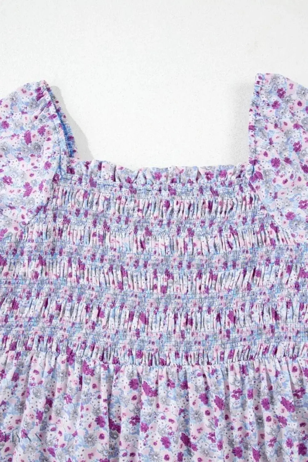 Tiered Floral Shirred High Waist Maxi Dress - EBYNN