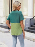 Two-Tone Short Sleeve Top for Effortless Style and Versatility - EBYNN
