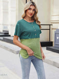 Two-Tone Short Sleeve Top for Effortless Style and Versatility - EBYNN
