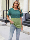 Two-Tone Short Sleeve Top for Effortless Style and Versatility - EBYNN