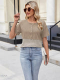 Two-Tone Short Sleeve Top for Effortless Style and Versatility - EBYNN