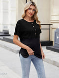 Two-Tone Short Sleeve Top for Effortless Style and Versatility - EBYNN