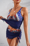 US Flag Drawstring Two-Piece Swimsuit - EBYNN