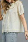 Umgee Peter Pan Collar Blouse - Short Sleeve Effortless Style - EBYNN