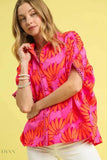 Umgee Tropical Print Shirt - Effortless Style with Button-Up Relaxed Fit - EBYNN