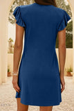 V-Neck Ruffled Dress with Cap Sleeves - EBYNN