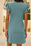 V-Neck Ruffled Dress with Cap Sleeves - EBYNN