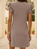 V-Neck Ruffled Cap Sleeve Mini Dress - EBYNN
