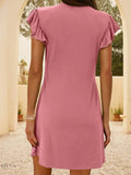 V-Neck Ruffled Cap Sleeve Mini Dress - EBYNN
