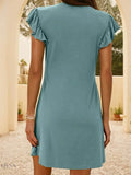 V-Neck Ruffled Cap Sleeve Mini Dress - EBYNN