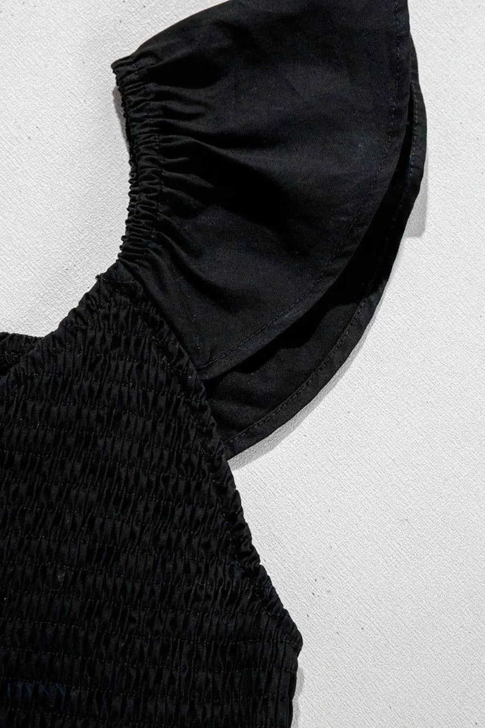 V Neck Ruffled Cap Sleeve Smocked Maxi Dress - EBYNN