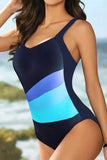 V-Neck Sleeveless Multicolored One-Piece Swimwear - EBYNN