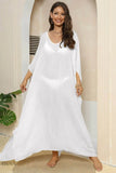 V-Neck Three-Quarter Sleeve Beach Cover-Up - EBYNN