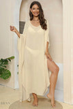 V-Neck Three-Quarter Sleeve Beach Cover-Up - EBYNN