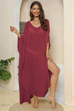 V-Neck Three-Quarter Sleeve Beach Cover-Up - EBYNN