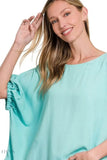 Zenana Woven Oversized Top in Mint Green for Effortless Style - EBYNN