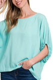 Zenana Woven Oversized Top in Mint Green for Effortless Style - EBYNN