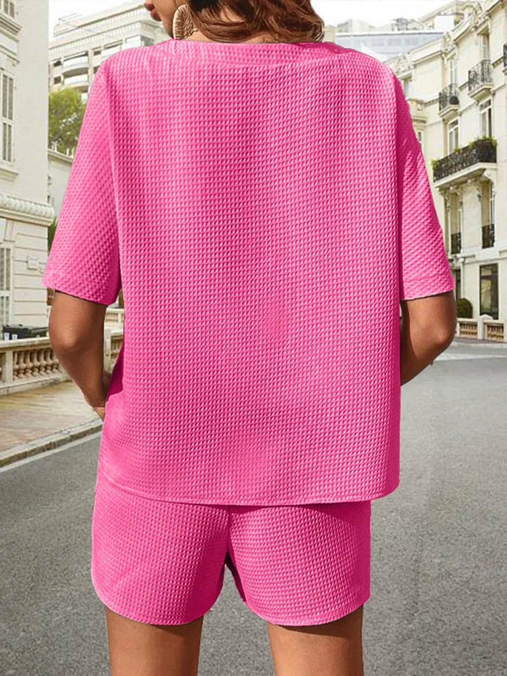 Waffle Knit Top and Shorts Set for Ultimate Comfort and Style - EBYNN
