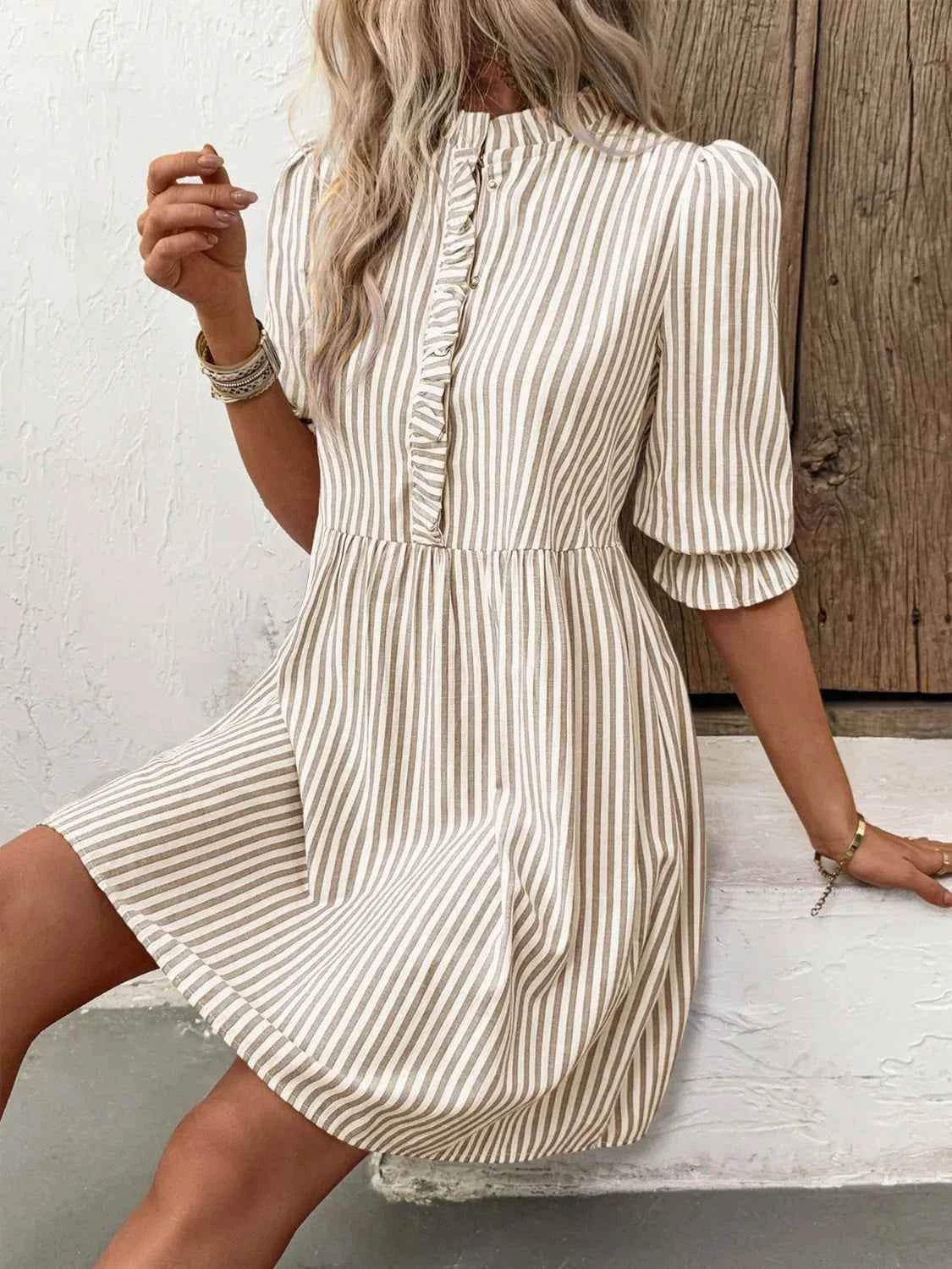 Striped Half Sleeve Dress.