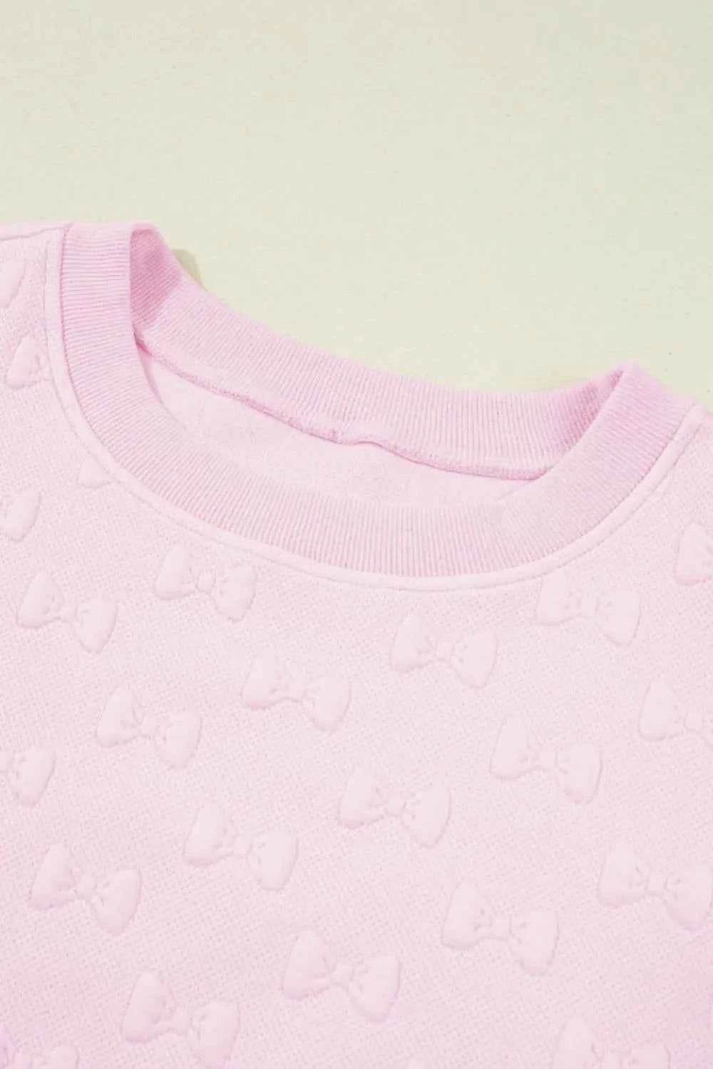 Bow Jacquard Ruffle Top Set with Cap Sleeve and Shorts - EBYNN