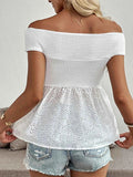 Eyelet Cutout Off-Shoulder Blouse.