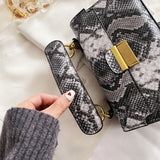 PU Leather Snakeskin Print Crossbody Bag.