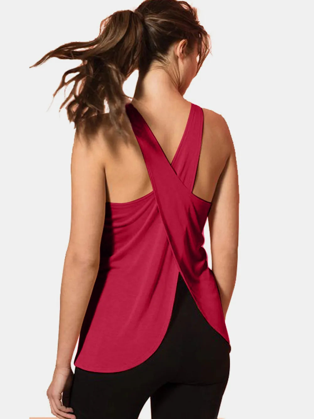 Crisscross Scoop Neck Active Tank Top.
