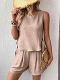 Casual Round Neck Tank and Shorts Set - EBYNN