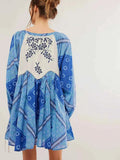 Printed Tie Neck Long Sleeve Dress.