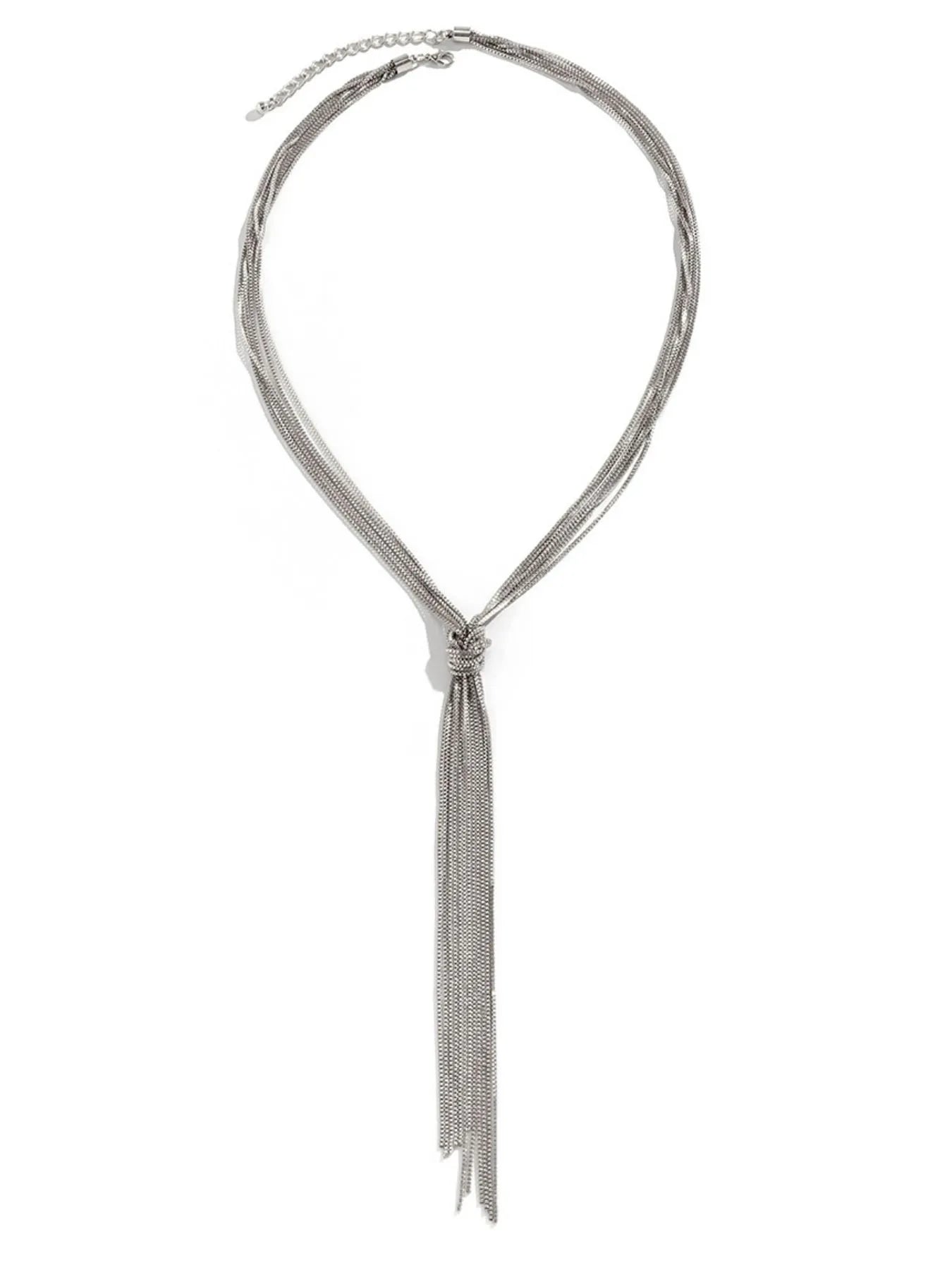 Twisted Knot Chain Tassel Necklace.