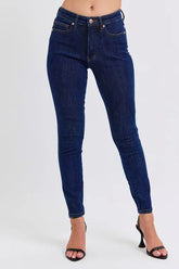 Judy Blue Plus Size Mid Rise Tummy Control Skinny Jeans.