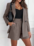 One Button Lapel Collar Blazer and Shorts Set - EBYNN