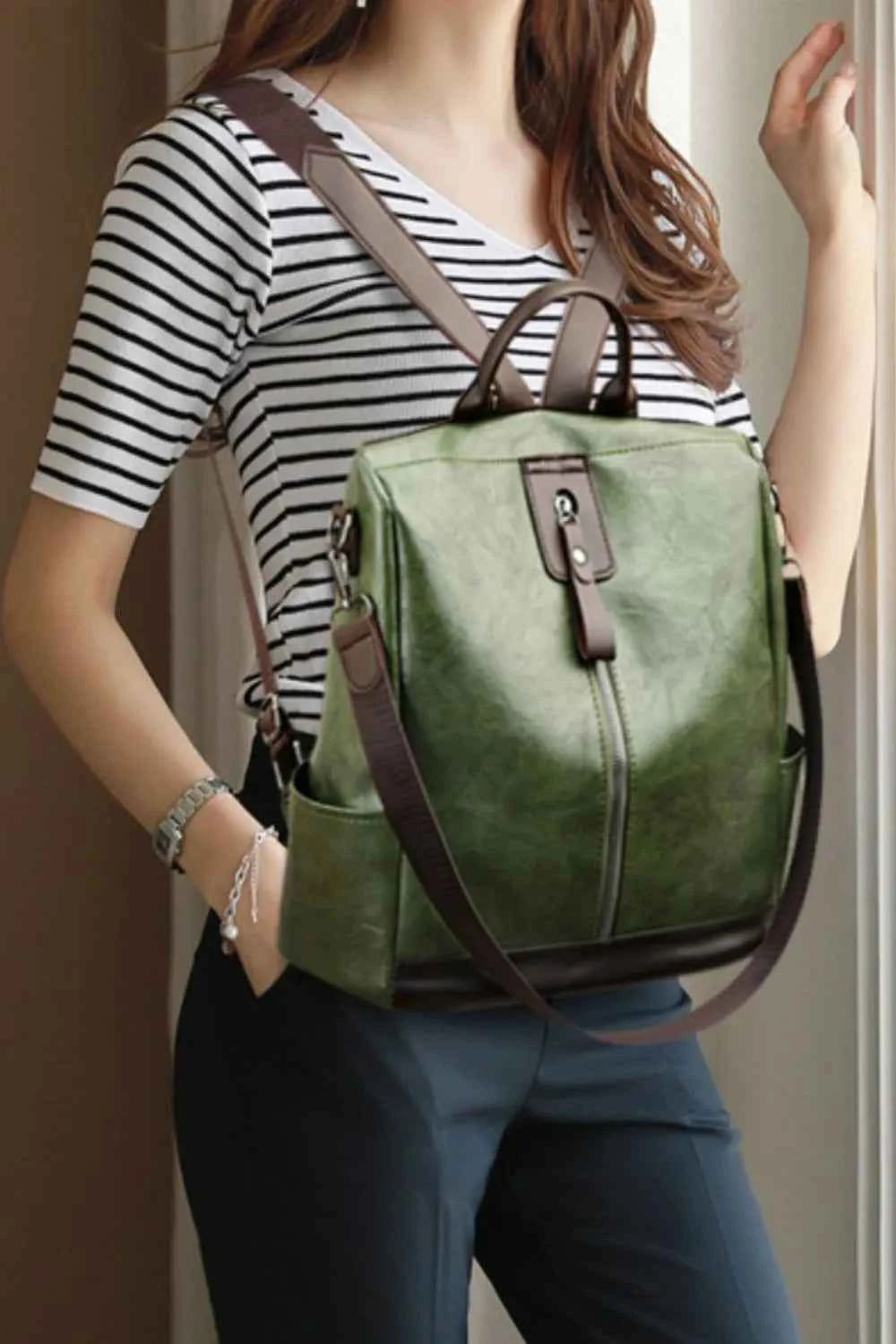 Large PU Leather Backpack Bag.