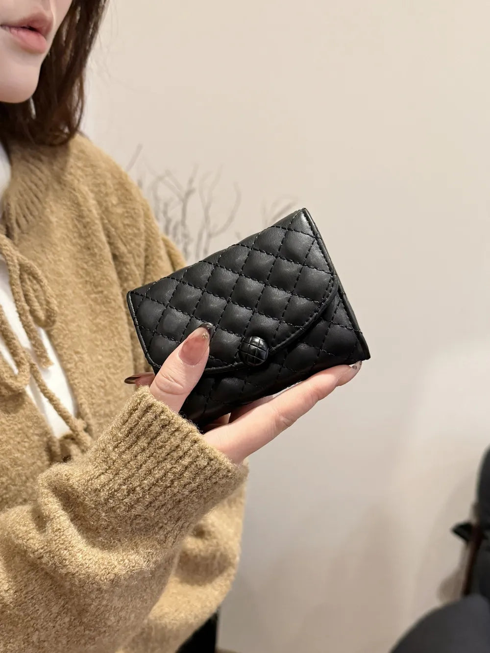 Mini PU Leather Solid Color Wallet.