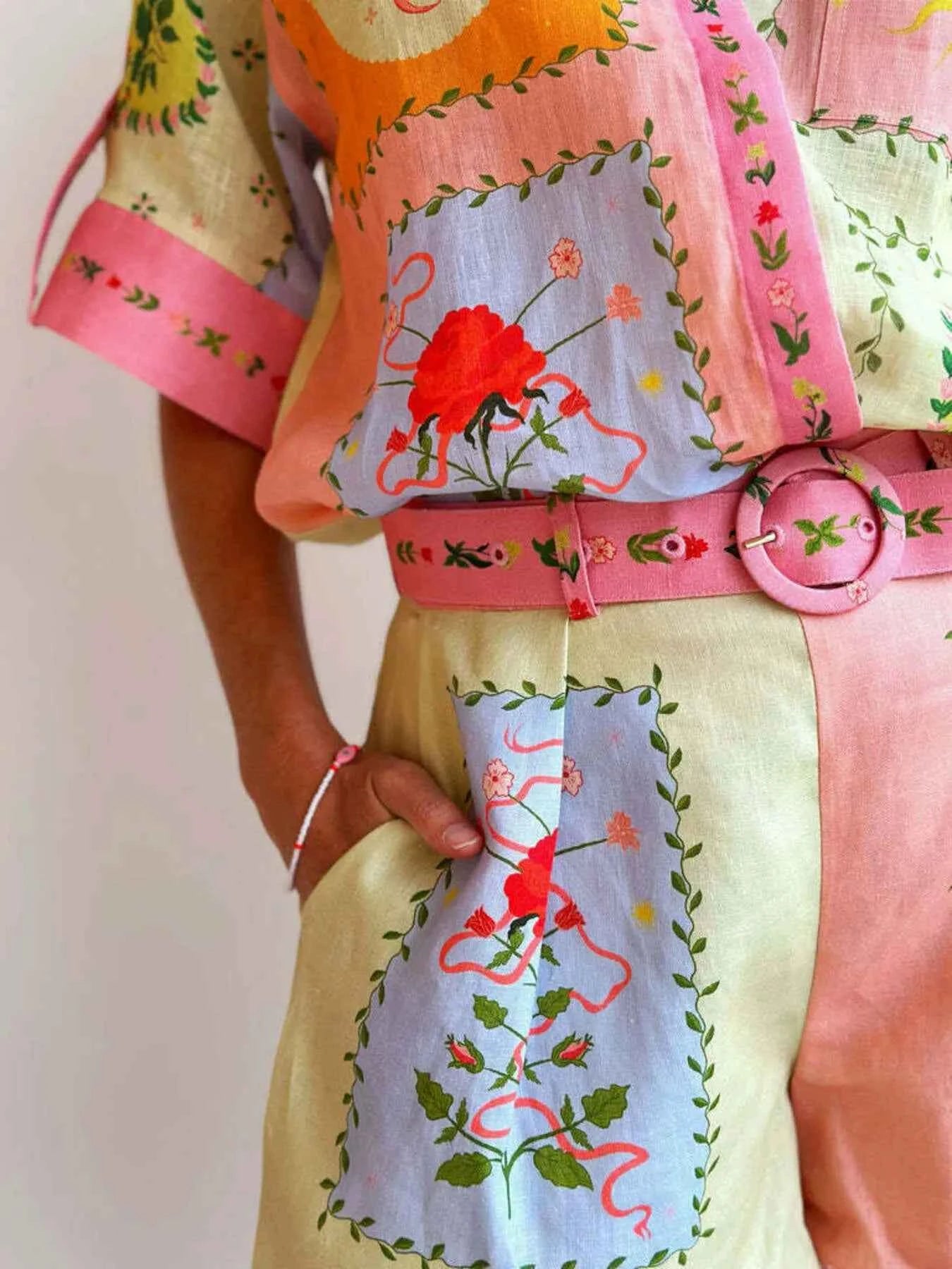 Printed Short Sleeve Shirt and Shorts Set.