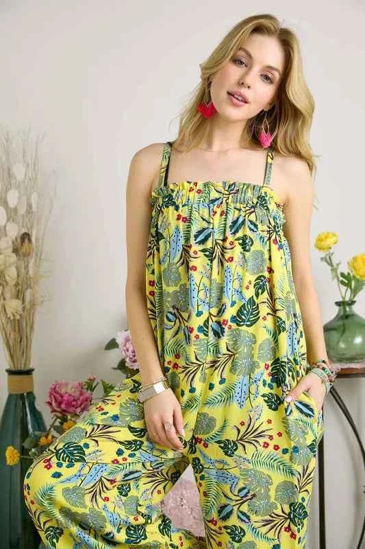 ADORA Elastic Detail Tropical Jumpsuit.
