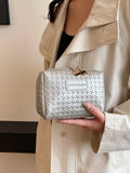 PU Leather Woven Clutch Bag.