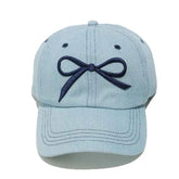 Bow Embroidered Denim Baseball Cap.