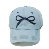 Bow Embroidered Denim Baseball Cap.
