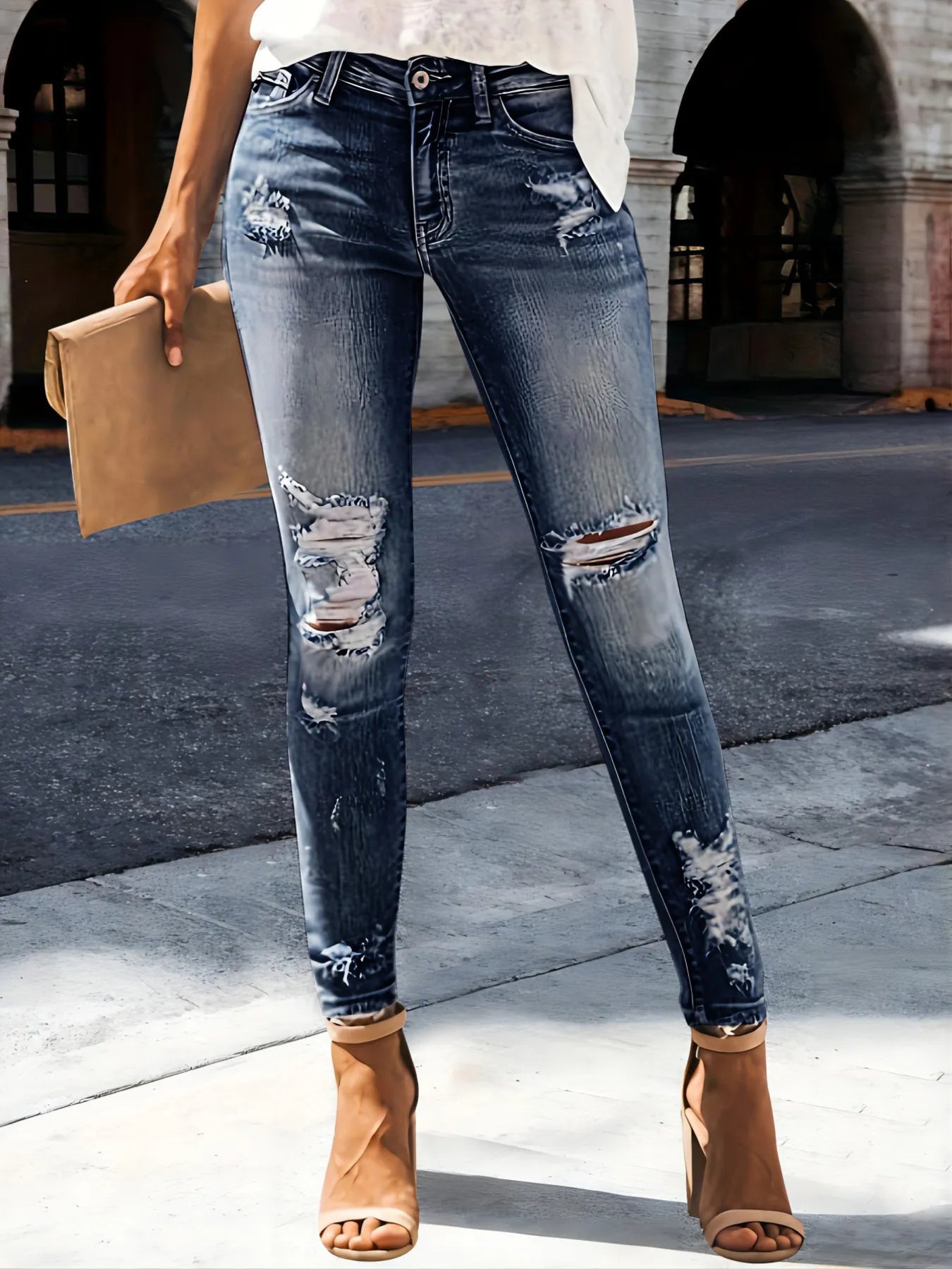 Distressed Skinny Jeans.