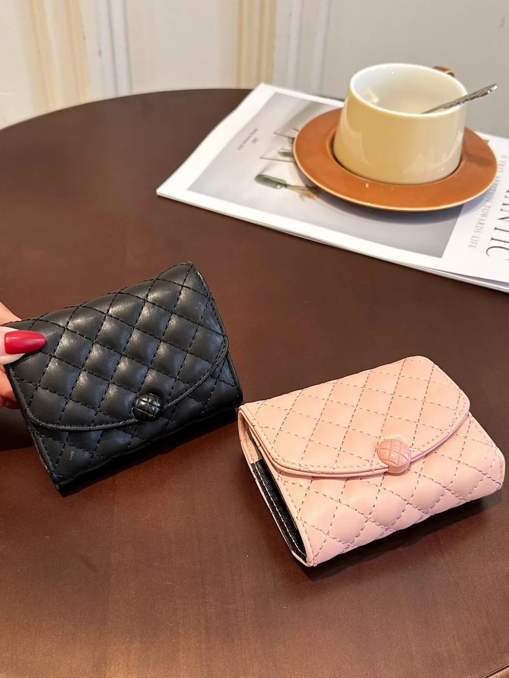 Mini PU Leather Solid Color Wallet.