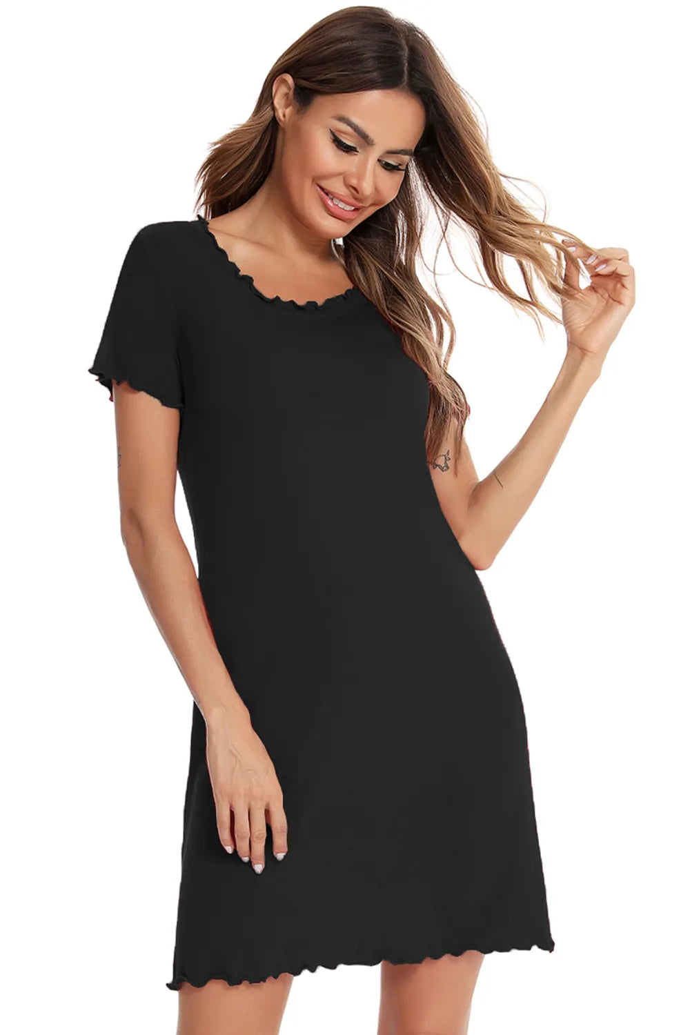 Round Neck Short Sleeve Lounge Dress.