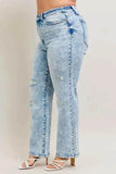 Judy Blue Plus Size High-Waist Mineral Wash 90's Straight Jeans.