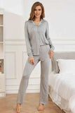 Button Up Long Sleeve Top & Pants Lounge Set.