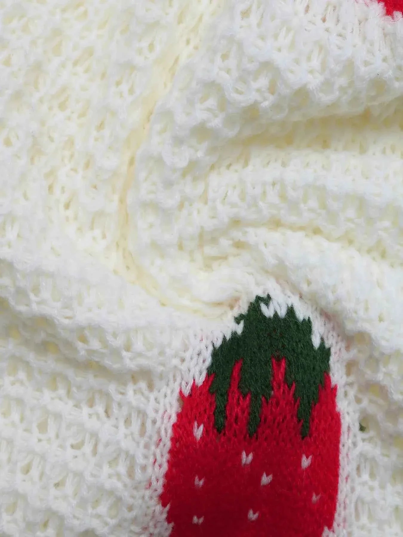 Strawberry Pattern V-Neck Button-Up Cardigan.