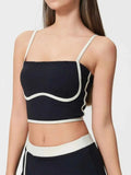 Millennia Contrast Trim Square Neck Active Cami with Detachable Pads.