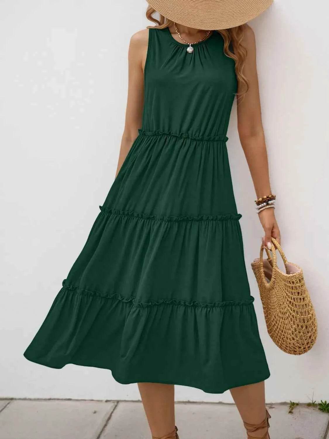 Frill Tiered Midi Dress.