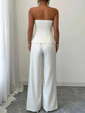 Sleek Tube Top and Wide Leg Pants Set.