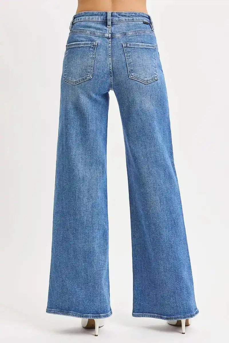 RISEN Full Size High Rise Wide Leg Jeans Plus Size.